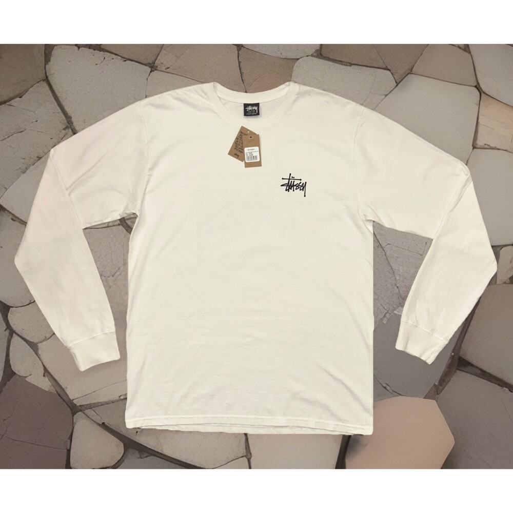 Stussy Basic Pigment Dyed Long Sleeve Tee Natural Medium - New With Tags - READ